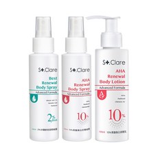 S+.Clare 聖克萊爾 果酸煥白美體保養組, 1組, 10%果酸(噴霧+乳)+2%背痘噴霧, 100ml