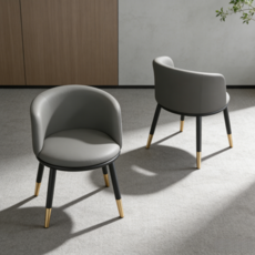 Tixpra 북유럽 등받이 가죽 식탁의자 커피숍 2인용 의자 카페 식당 인테리어, 블랙, 2개