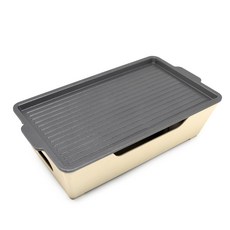 AA직사각 고기불판 가정용 홈캠핑 개인화로 그릴세트 캠핑불판 새우구이 고기판 구이팬, 아슐리안 AA직사각오렌지 29cm, 1개