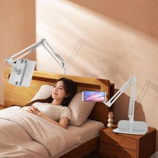 모센모 히든 접이식 스마트패드&스마트폰 더블 스프링 침대 자바라 거치대, 1개, 화이트, MSM-JA2508A