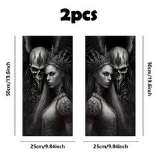 2피스 Skeleton King 및 Lover 테마의 자체 접착식 스티커 - 사랑과 죽음 B 필러 도어에 적합, 01 2PCS