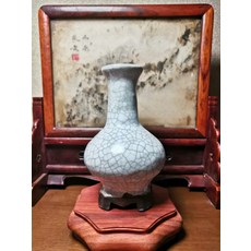 哥釉 連座瓶 開片紋古樸典雅, 如圖所示