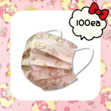 마이멜로디 마스크 100매 핑크 중형 산리오 헬로키티 일회용 덴탈마스크, 마이멜로디(핑크), 1세트, 100개입