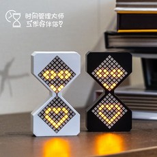 LED電子沙漏計時器重力感應定時器，充電式潮玩桌搭擺件，DIY賽博朋克風格, 黑色（黃燈）,沙漏器（送數據線）, 1個