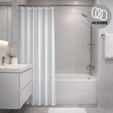 룸앤업 완벽방수 화장실 욕실 샤워 커튼, 반투명, 1개