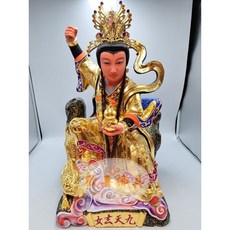 〔歡喜佛具〕一尺三素金九天玄女 腳踏雲彩 鳳凰 手持葫蘆 七星劍 活眼 植髮 手工頭飾