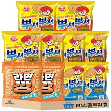 오뚜기 뿌셔뿌셔 라면깡 세트 ( 오뚜기 뿌셔 바베큐맛 2 + 불고기맛 2 + 양념치킨맛 2 +버터구이오징어맛 2 +팔도 라면깡 오리지널 2 ) 라면 과자 세트, 10개, 90g