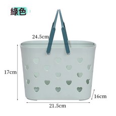 塑料手提愛心沐浴籃子浴室洗漱收納籃浴筐心形鏤空洗澡籃收納筐, 如圖