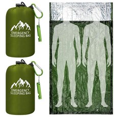 Oudain XL 비상 침낭 240 x 125cm(95 49인치) 방수 생존 호루라기 카라비너 휴대용 보온 비비 자루 담요 캠핑 하이킹 야외용 142433