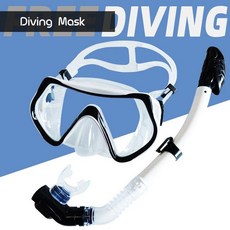 제이 해루질수경 스노쿨링 다슬기수경 잠수경 고글, 풀드라이 2피스 세트 투명 화이트, 1개