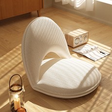 각도조절5단 구름 회전의자 좌식소파 다다미 접이식 등받이 동글뱅이의자, 1개, 화이트 고정식