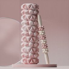 프리미엄 다이아몬드 폼롤러 마사지 스틱 2종 세트, 1세트, 핑크