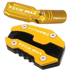 [호환] Yamaha TMAX560 Tech Max 2020 2021-2025 TMAX 560 오토바이 킥 스탠드 풋 사이드 확장 패드 액세서, 15 A B With logo Gold