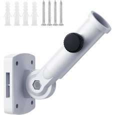 PHITRIC 조절 가능 플래그 폴 홀더 멀티 포지션 마운팅 브래킷 외부 주택용 헤비 듀티 하드웨어가 포함된 프리미엄 알루미늄 합금 강녹 방지 브래킷흰색, Aluminum