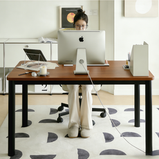 유니홈 E0급 프리미엄 튼튼한 사무용 컴퓨터 책상, 호두색