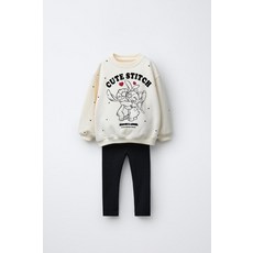 [국내배송] 자라 ZARA LILO & STITCH © DISNEY 리브 스웨트셔츠 레깅스 세트 - 크림 938728