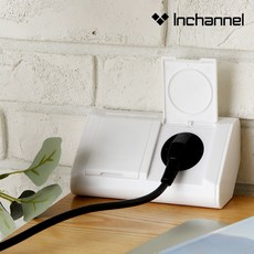 인채널 스냅 코너콘센트 2구 싱크대 욕실장 카페 책상 가구 모서리 노출 멀티탭, 스냅 2구 코너콘센트/실버/화이트_IWS202, 1개