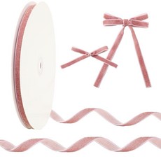 [ 1115889 ] 자르테나 AMC 25야드 로즈 골드 벨벳 리본 2/5인치 핑크 양면 글리터 DIY 공예 포장 장식 화환 활 제작 용품, [ 1115889 ] 자르테나 AMC 25야드 로즈 골