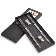 ECLATIS METAL 메탈 Chop Sticks 재사용 가능한 식기 세척기 사용 가능 홀더 포함 SUS 304 스테인리스 스틸 젓가락 우아한 젓가락 미끄럼 방지 명품, 금속