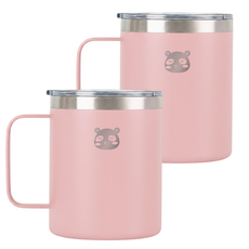 믿추 스텐 머그컵 텀블러 보온보냉, 핑크, 400ml, 2개