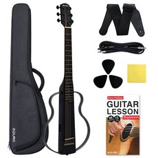 듀로 DSG10 사일런트기타 어쿠스틱 입문용 통기타 입문 휴대용 여행용 미니기타, 블랙