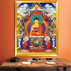 佛像 裝飾畫, 鑽石畫藥師琉璃光王佛唐卡5d十字繡, 1個