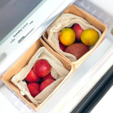 페이퍼백 야채 보관 냉장고 정리 크라프트 수납 바구니, 2개, 브라운