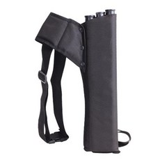 牛津布箭袋 三管箭囊 三管箭壺 可調節射箭袋 弓箭箭袋 箭袋 箭壺 箭筒 耐用三管設計箭架運動配件, 黑色, 1個