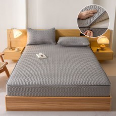 지퍼형 6면 누빔 매트리스커버 전면 탈부착 라텍스 메모리폼 토퍼커버 S/SS/Q/K 10cm 20cm 25cm, 100x200x25cm, 다크그레이