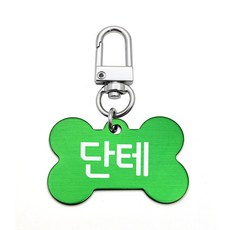 강아지인식표 가볍고 걸기편한 원터치 뼈모양이름표, 1개, 그린
