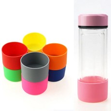 실리콘 텀블러 미끄럼방지 바닥 보호 패드 커버 7cm, 옐로우