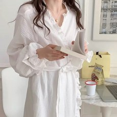 프릴 로맨틱 로브가운 긴팔 홈웨어
