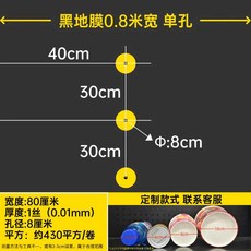 마늘 비닐 유공 멀칭 양파 구멍 뚫린 8구 고추 10구, 1개, 검정 0.8m 폭 520m (1열 40x30)