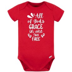 3 Nails 1 Cross Christian Baby Clothes Onesie 유아 의류 기독교 아기 선물 (레드 6-9개월 작은 얼굴에 하나님의 은총) 250785