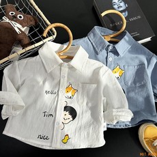 Hi！Kids 痞帥男小童裝男童白襯衫長袖嬰兒童襯衣小男孩秋裝上衣寶寶春秋款