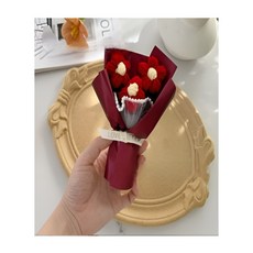 어반살림 조화 뜨개꽃 완제품 생일 졸업 학예회 발표회 스승의날 어버이날 기념일 납골당 성묘 미니 니트꽃다발, 1개, 레드