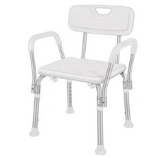 可調高度扶手防滑沐浴椅，長者孕婦洗澡椅，安全穩固浴室凳, 淨白全配款, 1個