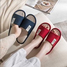 데코하우스17 발편한 층간소음 푹신한 여름 린넨 거실화 사무실 쿠션 실내화, 엘로우(245~255), 1개