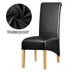 XL 사이즈 롱 백 킹 백 체어 커버 스판덱스 패브릭 의자 커버 레스토랑 호텔 파티 연회 좌석 슬립 커버, 방수-블랙