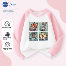 주토피아 캐릭터 맨투맨 자수 티셔츠 면 면티 키즈 오버핏 긴팔티 아동 남아 순면 주디 닉, 1개, TTZ0858 핑크와 화이트