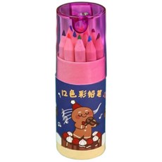萱寶媽咪 兒童聖誕節12色彩色鉛筆組 女童卡通印花彩色鉛筆 男童美術鉛筆 聖誕禮物 交換禮物 文具 幼稚園慶生禮物 兒童繪畫色鉛筆, 紫餅乾人12色彩鉛筆, 1個
