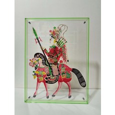 傳統皮影 騎馬武將 牛皮雕刻 手工藝 非遺 藝術擺飾, 如圖所示, 1個