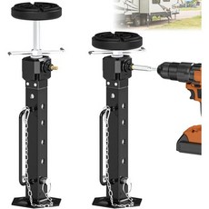 조절식 캠퍼 슬라이드 아웃 지지대 13.8인치26.8인치 2개 RV 트레일러 안정지지대 고무패드 포함 파티오용 알루미늄 기어박스전동드릴 조절 최대 5000파운드 지지, 조절식 캠퍼 슬라이드 아웃 지지대 13.8인치26.8인