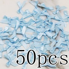 YH 미니 완성리본 리본완제품 장식리본 4cm, 50개, 스카이블루