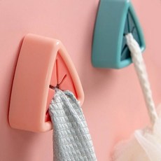 좁은주방 공간활용 부착식 무타공 수건 행주 걸이, 핑크