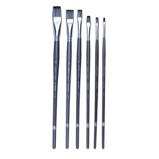 플랫 헤드 2 색 6pcs 세트 나일론 페인트 브러시 구 아슈 수채화 긴 나무 막대 아크릴 유화 미술 용품, 1개