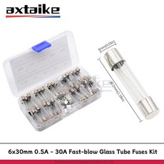 유리관휴즈 자동차 퓨즈 세트 72Pcs 6x30mm 0.5A - 30A 250V 고속 블로우 유리관 키트 500mA 1A 2A 3A 5A 10A 15A 20A F10AL250V 가, [01] 옵션1