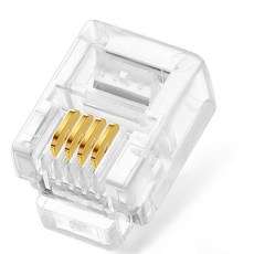 RJ11 6P4C 커넥터 전화 모듈러 플러그 전화선 팩스선 전화선연장, RJ11/6P4C, 100개