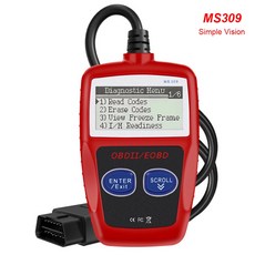 OBD2 스캐너 자동차 진단기 엔진 체크 오류 코드 리더기 배터리 테스터기 차량 점검 MS309, 1개