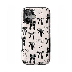 Casely 아이폰 16 프로 케이스 | 추가 설명 없음 뱀과 해골 대담한 보호 디자인 MagSafe와 호환, iPhone 17, Goth Girlie | Black Bows